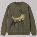 Washed Mountain Whitetail Deer Hunting Crewneck Sweatshirt for Men - front product view