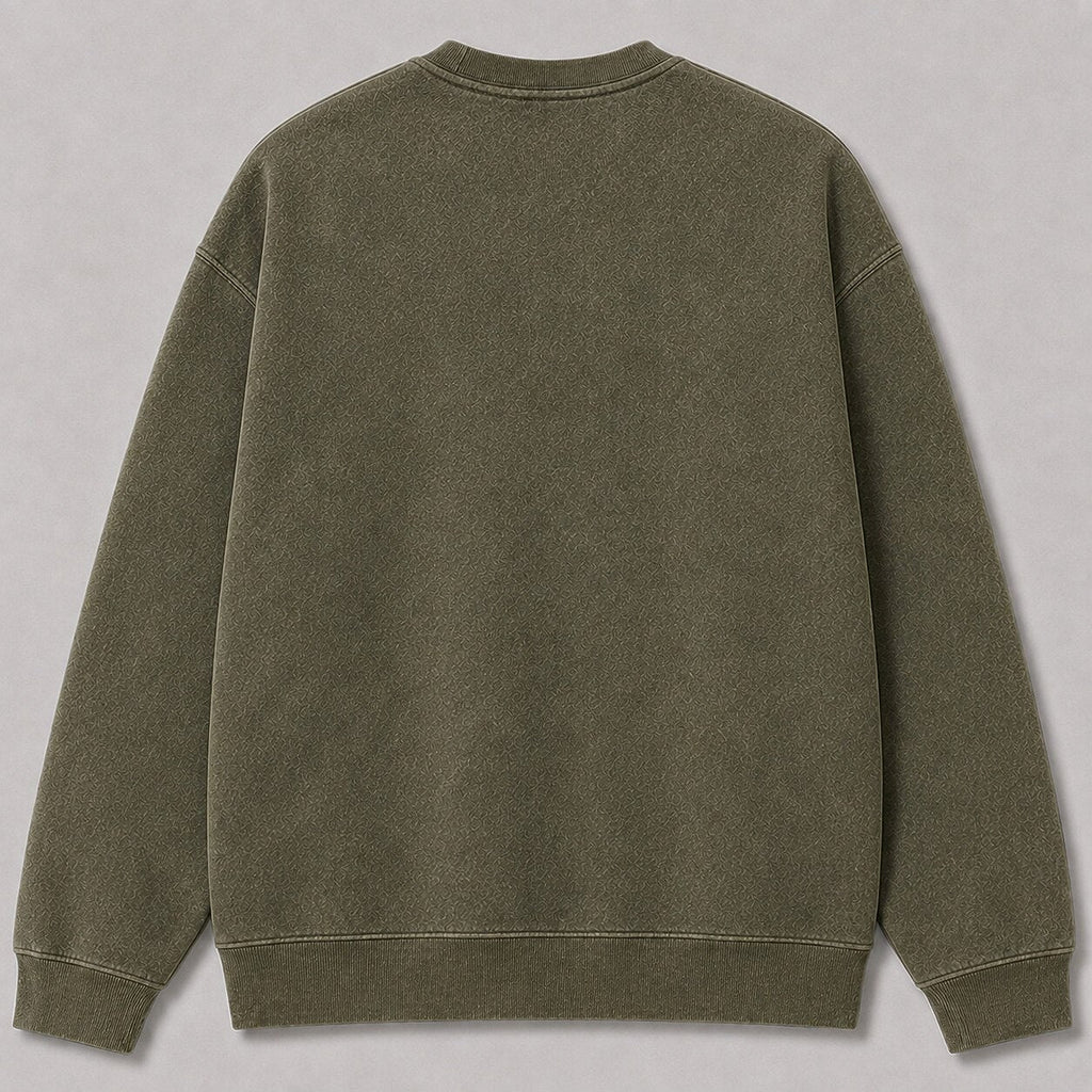 Washed Mountain Whitetail Deer Hunting Crewneck Sweatshirt for Men - back product view