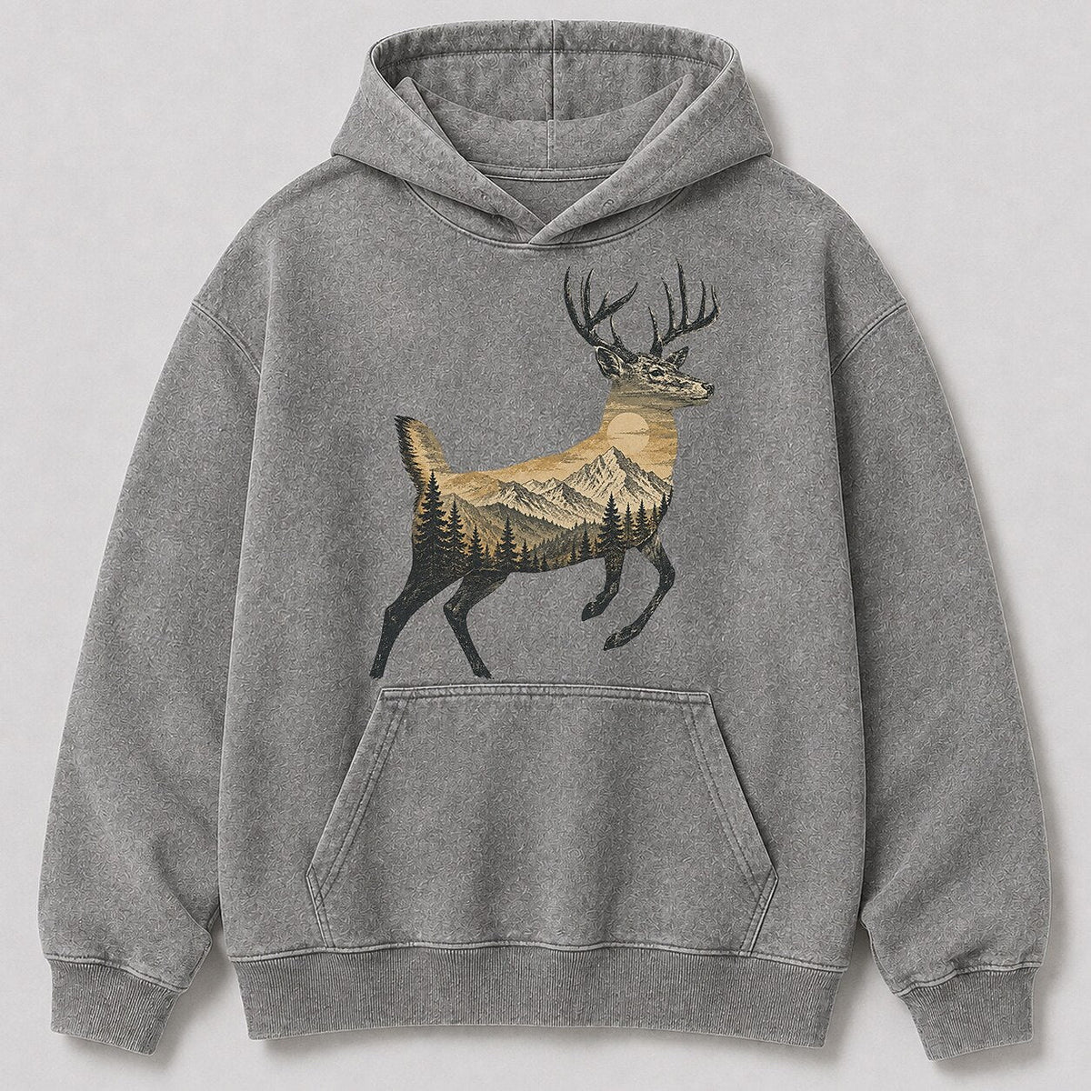Washed Mountain Whitetail Deer Hunting Hoodie for Men - alternate product view