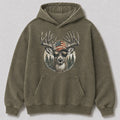 Washed Patriotic Whitetail Buck Hunting Hoodie for Men - front product view