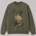 Washed Rocky Mountain Elk Hunting Crewneck Sweatshirt for Men - alternate product view