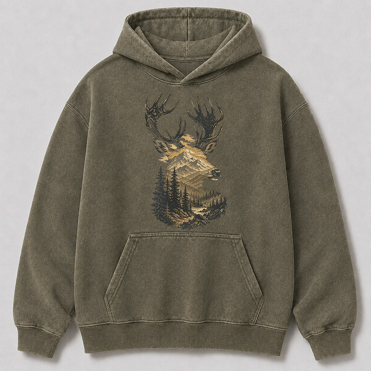 Washed Rocky Mountain Elk Hunting Hoodie for Men - front product view