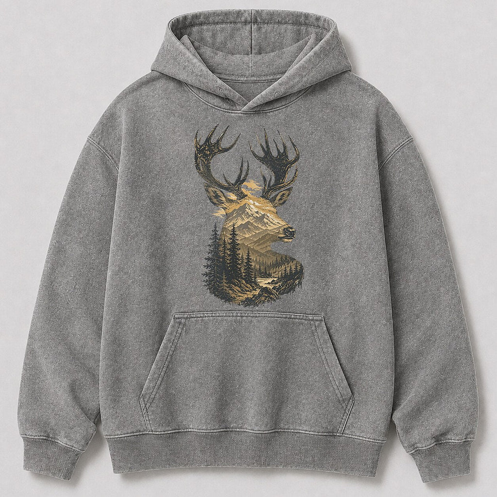 Washed Rocky Mountain Elk Hunting Hoodie for Men - alternate product view