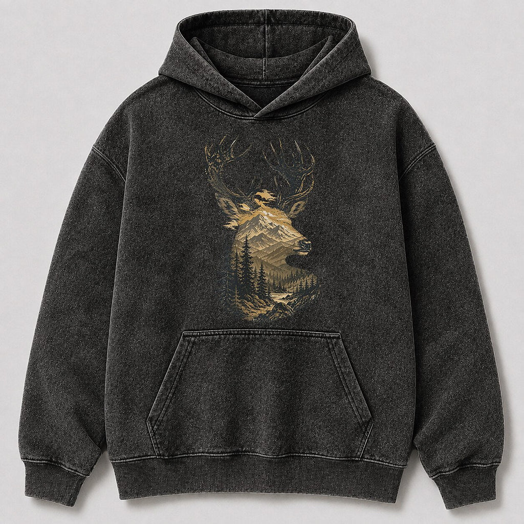Washed Rocky Mountain Elk Hunting Hoodie for Men - lifestyle product view