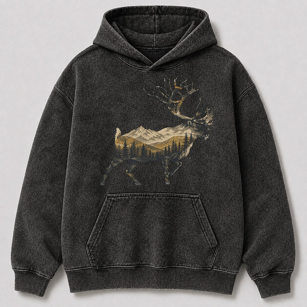 Washed Running Caribou Mountain Hunting Hoodie for Men - lifestyle product view