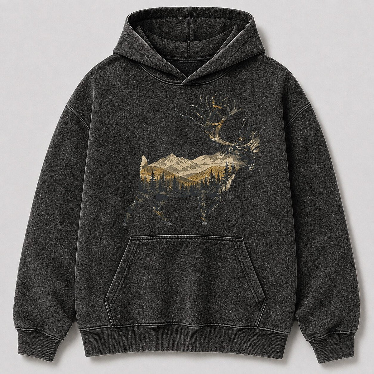 Washed Running Caribou Mountain Hunting Hoodie for Men - lifestyle product view