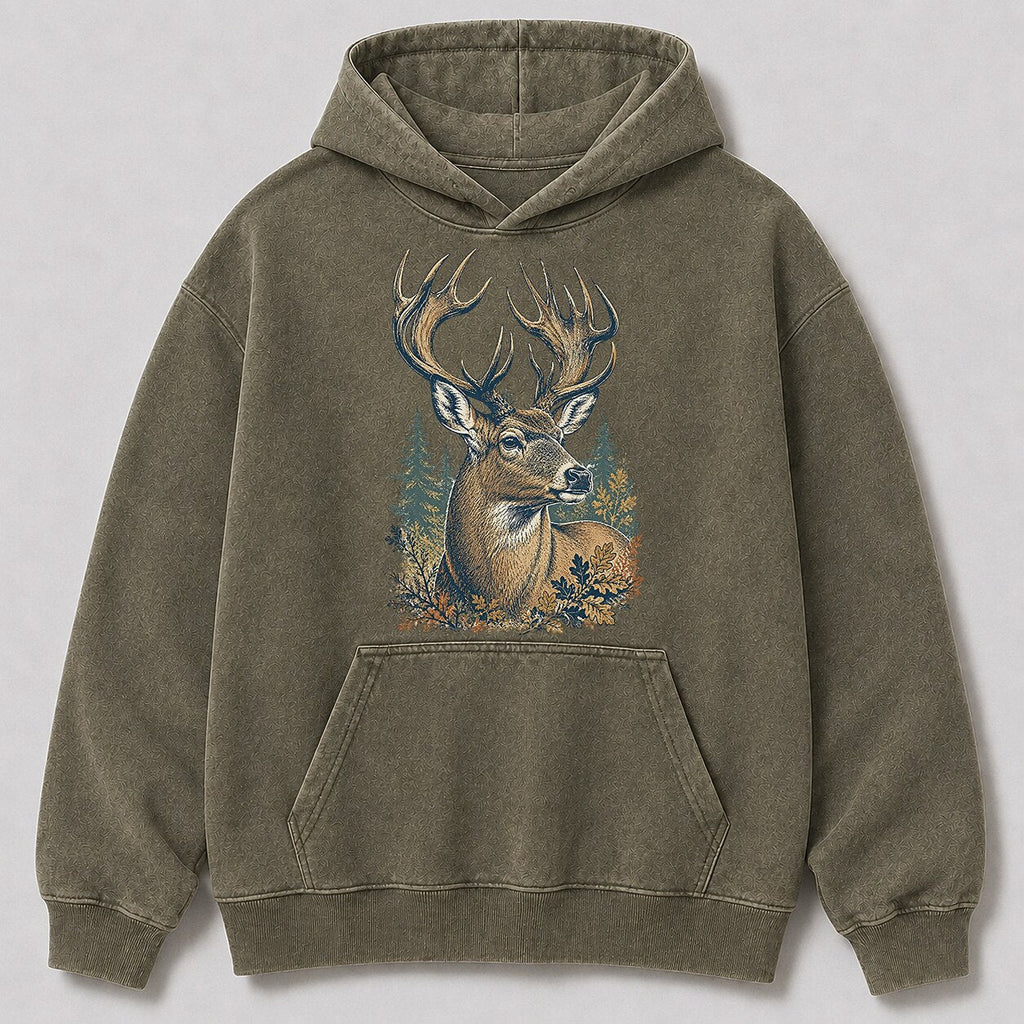 Washed Trophy Whitetail Buck Hunting Hoodie for Men - alternate product view