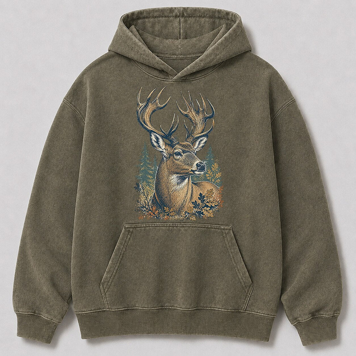 Washed Trophy Whitetail Buck Hunting Hoodie for Men - alternate product view