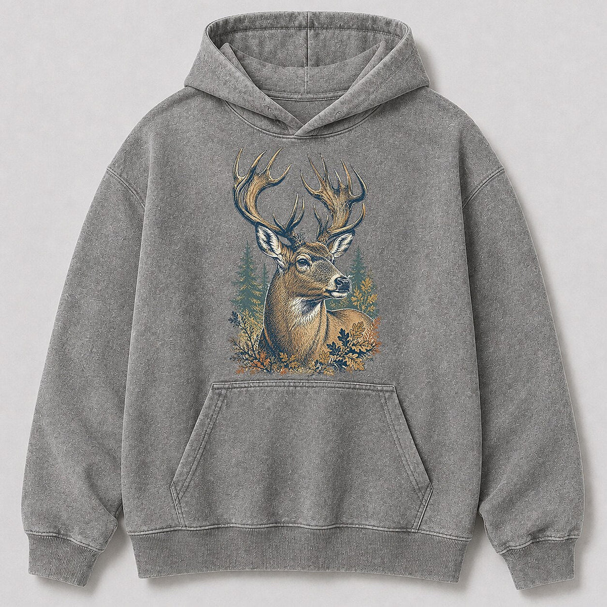 Washed Trophy Whitetail Buck Hunting Hoodie for Men - lifestyle product view