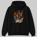 Whitetail Deer Hunting Hoodie for Men — black front view with printed graphic