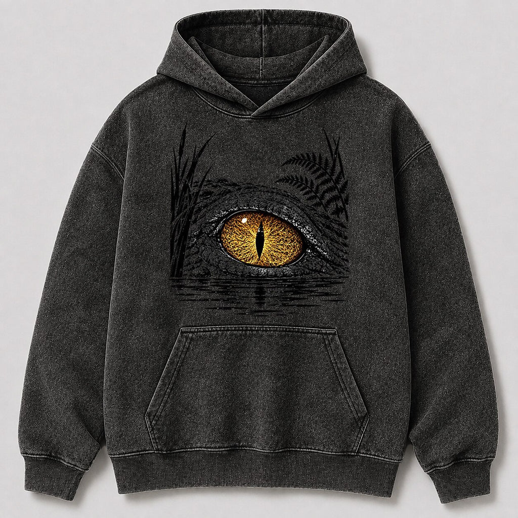 Washed Alligator Swamp Wildlife Hunting Graphic Hoodie