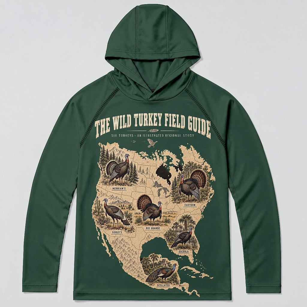 UPF 50+ Wild Turkey Field Guide Hunting Sun Hoodie