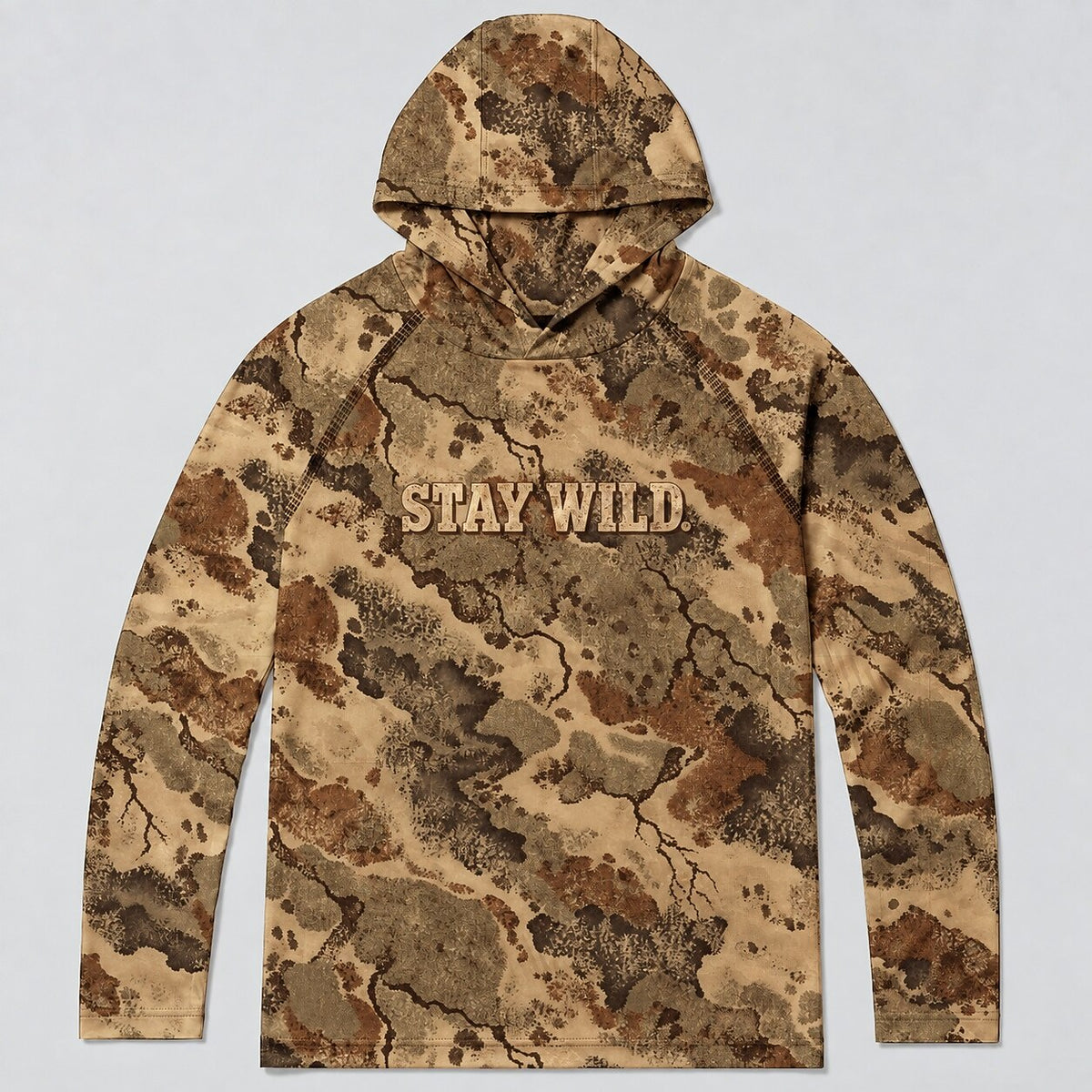 UPF 50+ Stay Wild Gray Camo Sun Hoodie