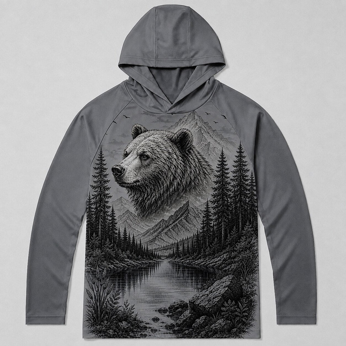 UPF 50+ Bear Hunting Sun Protection Hoodie for Men
