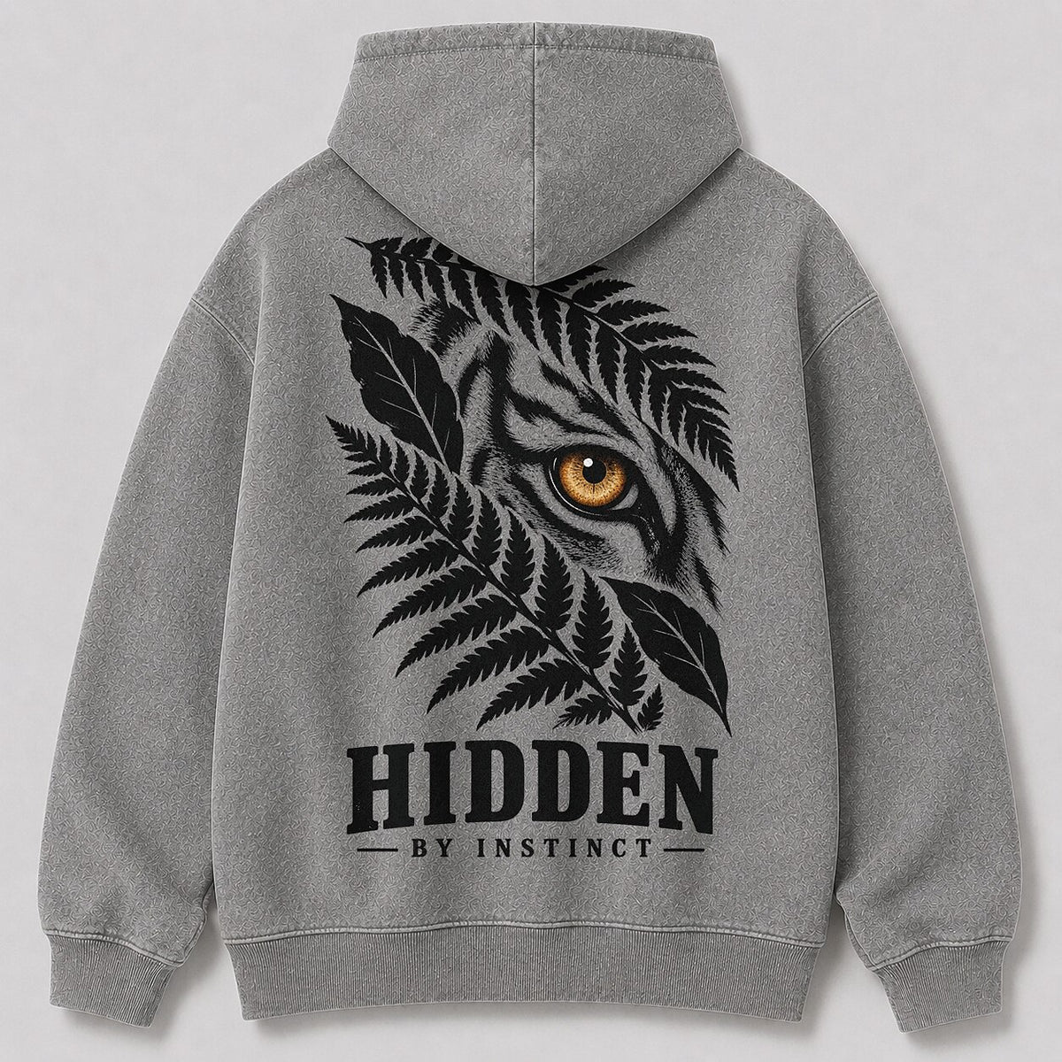 Washed Tiger Fern Jungle Wildlife Graphic Hoodie