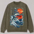 Washed Marlin Fishing Boat Coastal Sweatshirt Graphic
