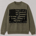 Washed American Flag Rearing Whitetail Deer Hunting Sweatshirt