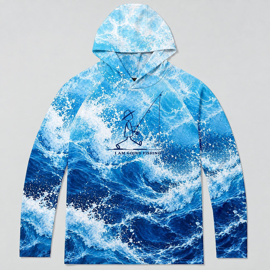 UPF 50+ Ocean Wave Fishing Graphic Sun Hoodie