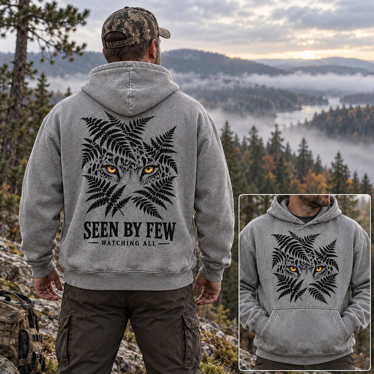 Washed Leopard Fern Jungle Wildlife Graphic Hoodie