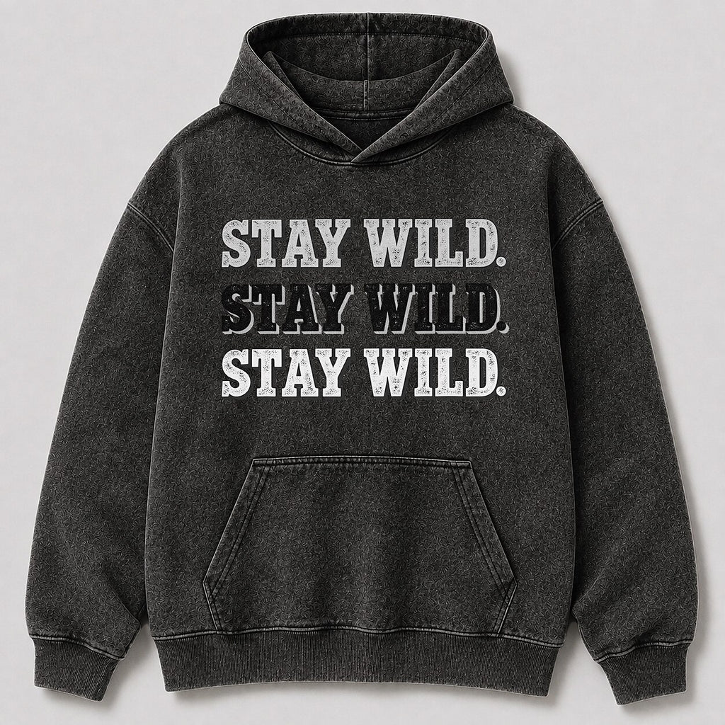 Washed Stay Wild Outdoor Lifestyle Graphic Hoodie